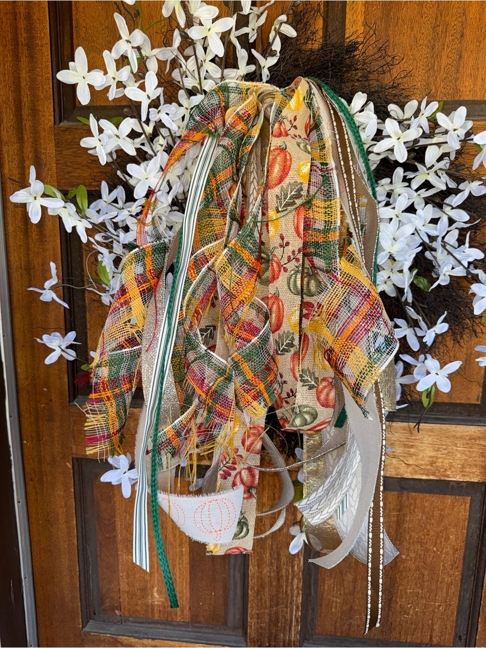 Fall Pumpkin Wreath Ribbon Bundle - Clip on tassel -Autumn Decor